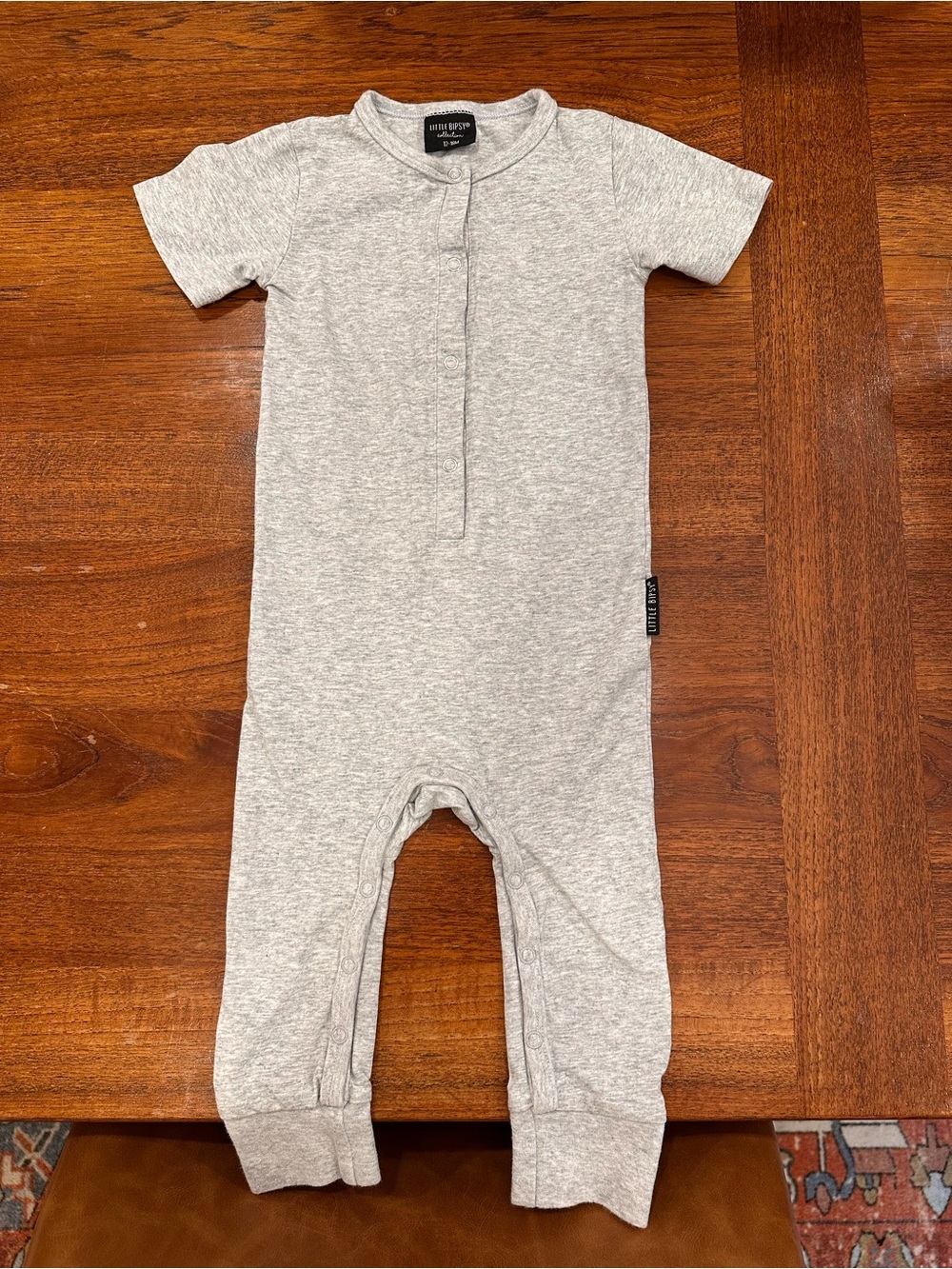 NWOT Little Bipsy Classic Snap Romper, Grey, 12-18 Months